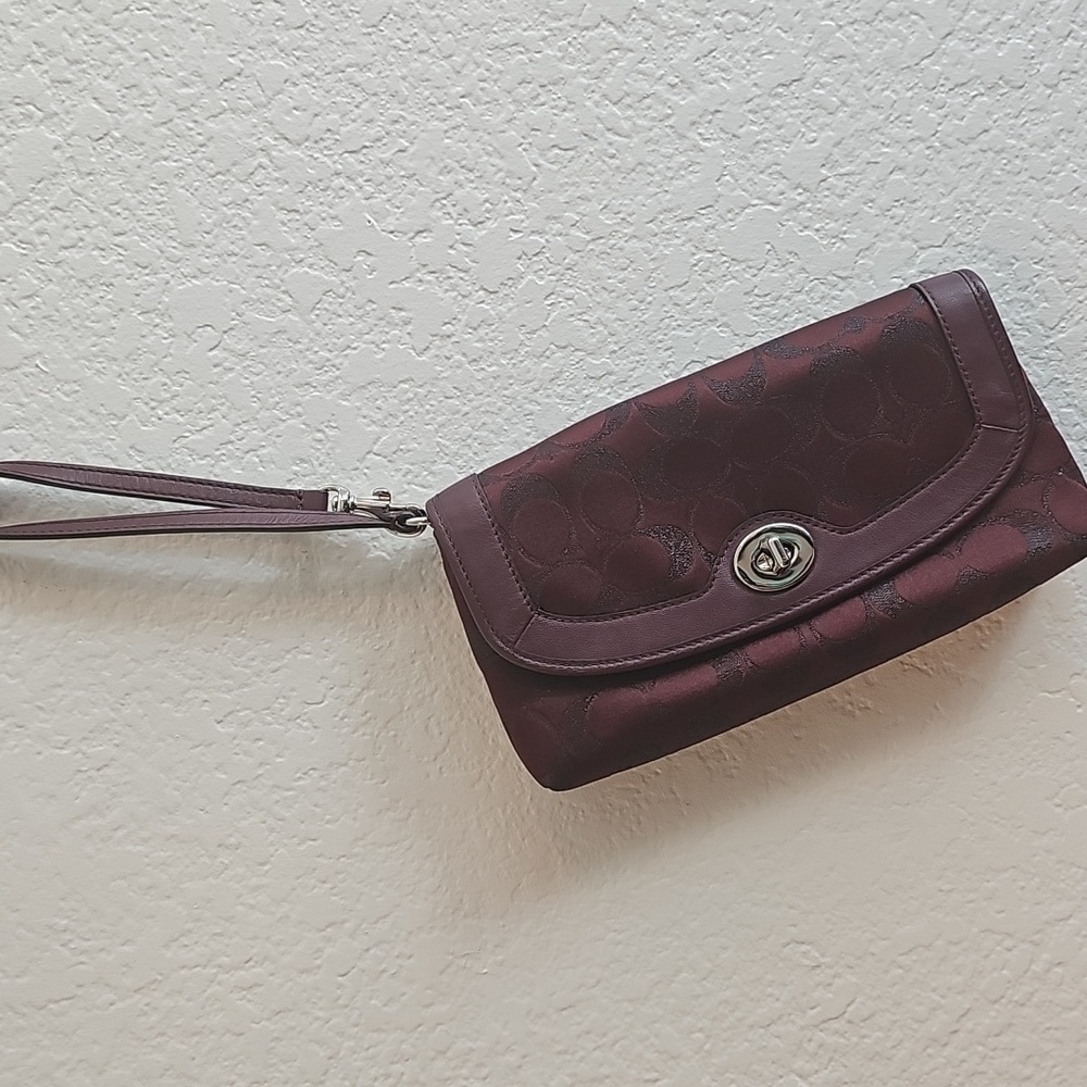 Coach Maroon Wristlet Clutch